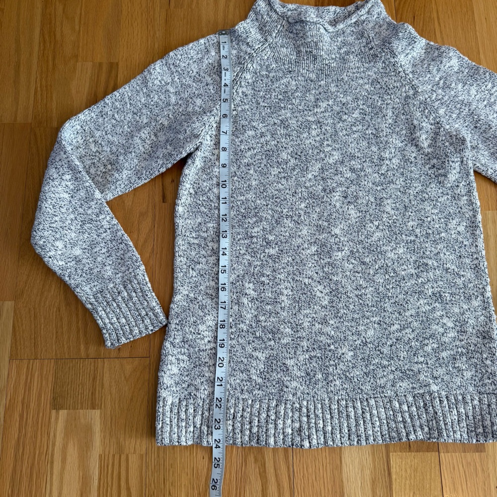 LL Bean Navy/White Marled Cotton Ragg Funnelneck Pullover Sweater‎ Size Small - Picture 10 of 10